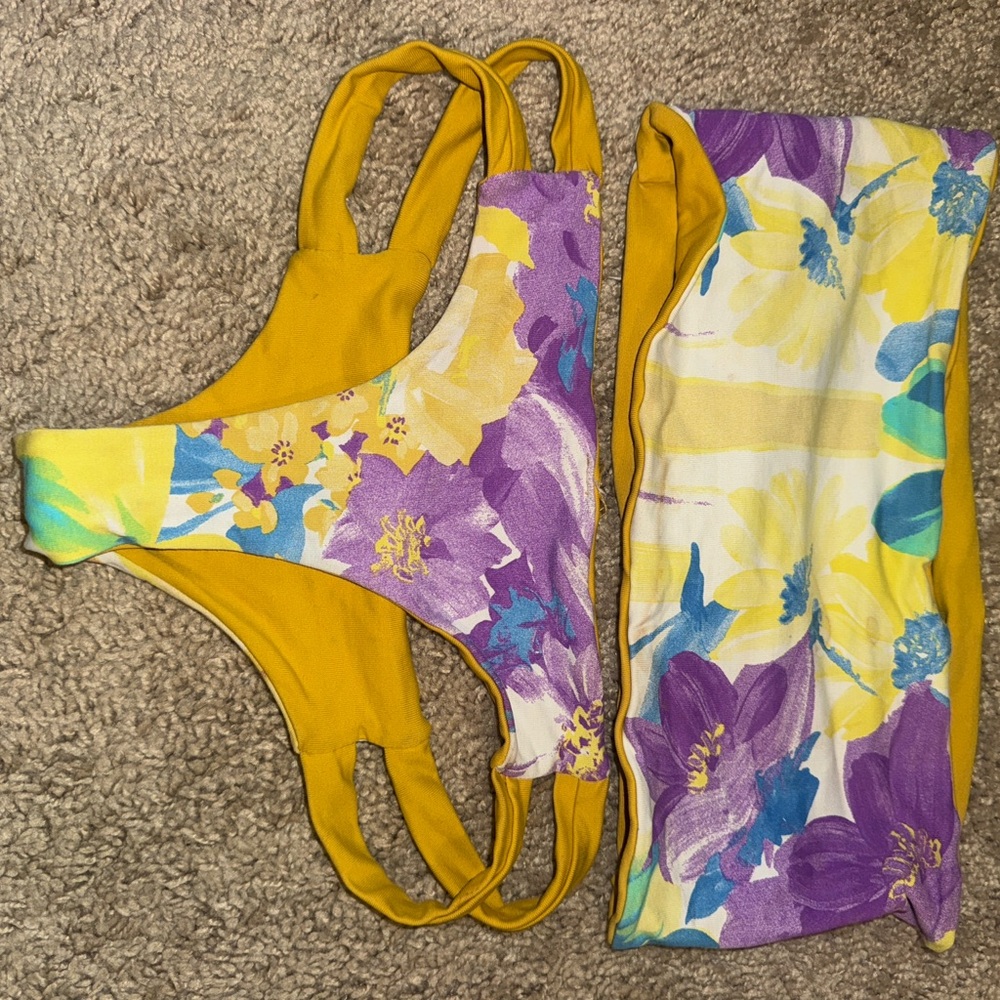 San Lorenzo Yellow Floral Two-Piece Bikini Set